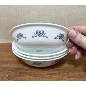 Set of 4 Corelle Blue Heart Sponge 5 Inch Berry Dessert Bowl